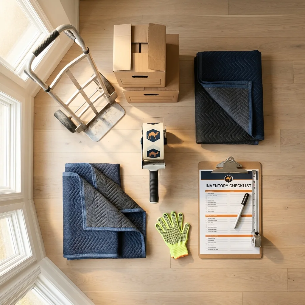 Professional moving supplies and packing materials layout for West Sayville residential relocations